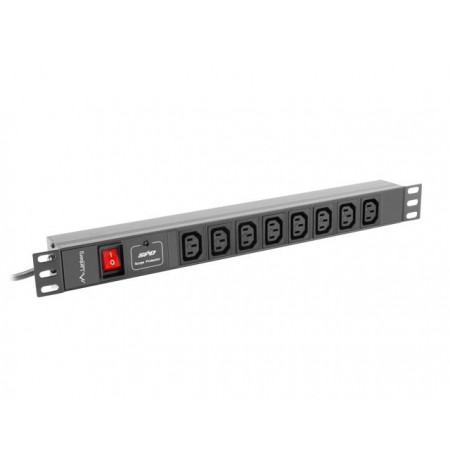 LANBERG RACK 19" PDU (1U, 16A, 8X IEC C13, 2M)