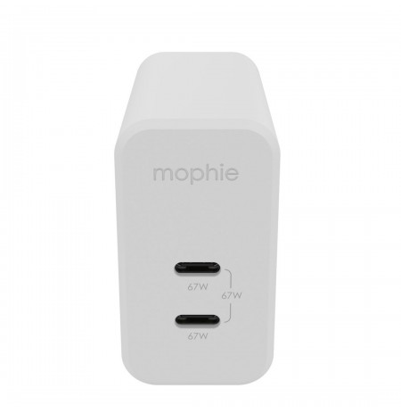 Mophie GaN Charger Dual - wall charger with dual USB-C input 67W (white)
