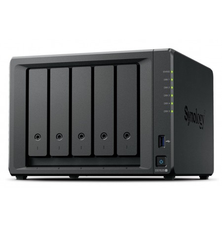 NAS Synology DS1525+, Tower, 5x 2.5"/3.5" SATA + 2x M.2 2280 NVMe SSD, AMD Ryzen V1500B, 8GB DDR4 (max.32GB), 2x 2.5GbE RJ-45,