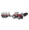 Massey Ferguson 7480 tractor with front loader and BRUDER tree trailer