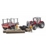Massey Ferguson 7480 tractor with front loader and BRUDER tree trailer