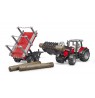 Massey Ferguson 7480 tractor with front loader and BRUDER tree trailer