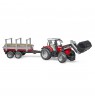 Massey Ferguson 7480 tractor with front loader and BRUDER tree trailer