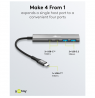 Goobay 76563 Slim 4-Port USB-Hub, USB-C™ auf USB-C™/USB-A, 5 Gbit/s, Grey