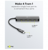 Goobay 76565 Slim 4-Port USB-Hub, USB-C™ auf USB-C™, 10 Gbit/s, Grey