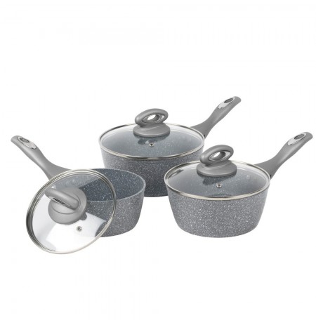 Salter BW02986G1EU7 Marblestone 3-Piece Saucepan Set - 16/18/20cm