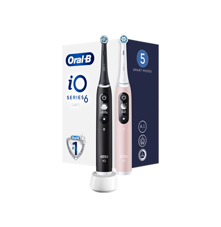 Oral-B iO6 DuoPack Electric Toothbrush, Black + Pink