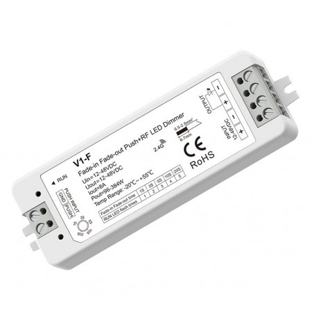 V1-F nuolatinės įtampos valdiklis, 12-48V, 1x 8A, Push-Dimm