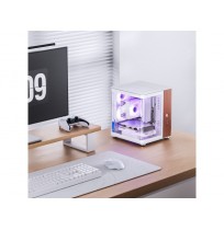 Jonsbo TK-0 PC Case, Mini-Tower, Mini-ITX, Tempered Glass, Wood - white