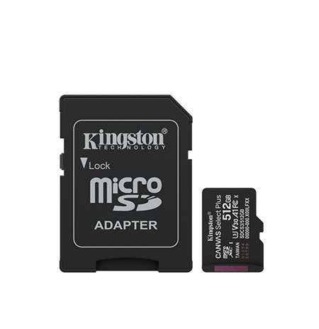 Kingston Canvas Select Plus | 512 GB | microSD | Flash memory class Class 10, UHS-I, U1/U3, video class 10/30, A1