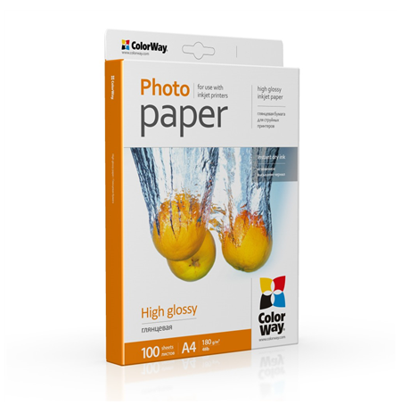 ColorWay High Glossy Photo Paper, 180g/m, A4, 100pcs.