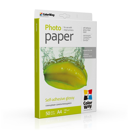 ColorWay Glossy Self-adhesive Photo Paper, 135g/m, A4, 50pcs.