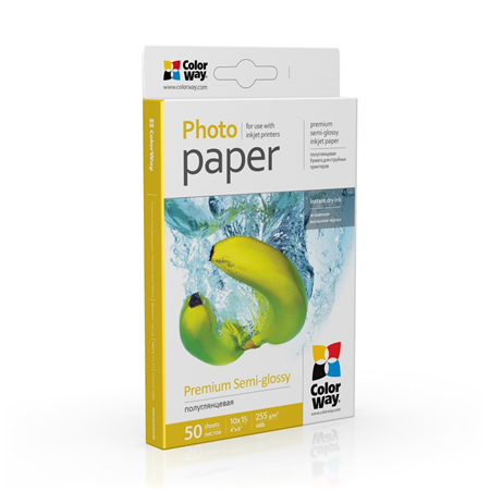 ColorWay Premium Semiglossy Photo Paper, 255g/m, 10x15, 50pcs.