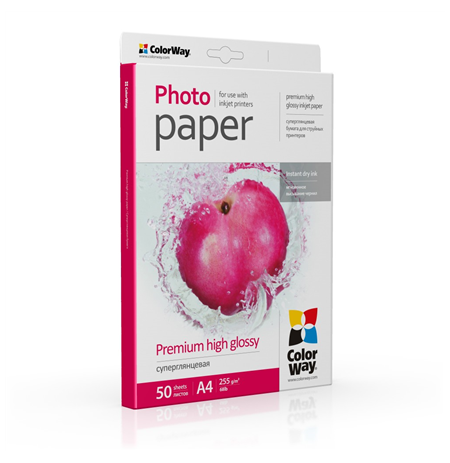 ColorWay Premium Highglossy Photo Paper, 255g/m, A4, 50pcs.