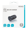 DELTACO 12/24 V USB įkroviklis su dvigubomis USB-A jungtimis, 2,4 A, 12 W, juodas USB-CAR124