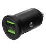 DELTACO USB automobilinis įkroviklis, 2x USB-A 18 W, greitas įkrovimas, viso 36 W juodas USB-CAR128