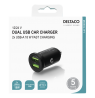 DELTACO USB automobilinis įkroviklis, 2x USB-A 18 W, greitas įkrovimas, viso 36 W juodas USB-CAR128