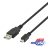 USB 2.0 Micro B kabelis DELTACO 2.4A, 1m, juodas / USB-301S-K / R00140008