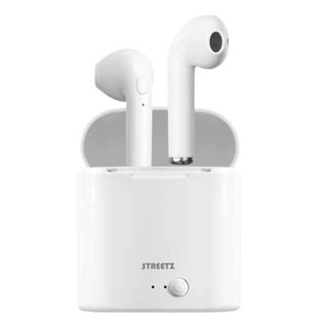 Ausinės STREETZ True Wireless, 350 mAh su dėžute, BT5 baltos / TWS-0008