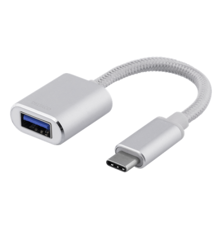DELTACO USB-C 3.1 Gen 1 į USB-A OTG adapteris, 3A, aliuminis / USBC-1276