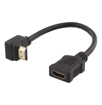 Lankstus HDMI adapteris DELTACO 0,2 m, pakreiptas, HDMI M / F, UHD, juodas / HDMI-21B