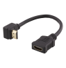 Lankstus HDMI adapteris DELTACO 0,2 m, pakreiptas, HDMI M / F, UHD, juodas / HDMI-21B