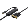 Kabelis DELTACO USB-C - VGA, QWXGA 2048x1152 60Hz, 5m, DP 1.2 Alt Mode, juodas / USBC-1089-K