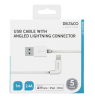 DELTACO Lighting kabelis, USB-A/ kampinė Lighting jungtis, 2,4A, 1m, MFi, Baltas / IPLH-176