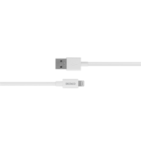 Lightning kabelis DELTACO USB-A -Lightning, 2m, Apple C189 chipset, MFi, FSC ženklinta pakuotė, baltas / IPLH-402