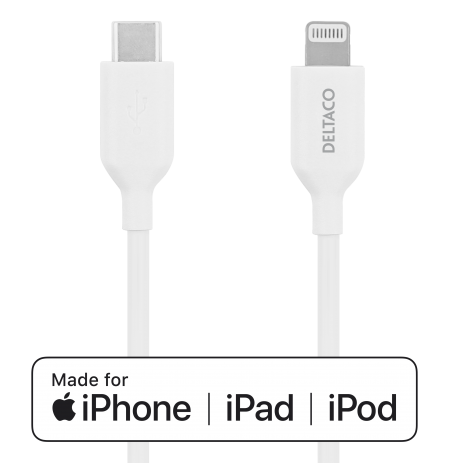 Lightning kabelis DELTACO USB-C - Lightning, 2m, Apple C94 chipset FSC ženklinta pakuotė, baltas / IPLH-452