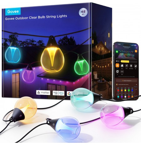 Govee H7025 RGBICW Outdoor String Lights, 14.63m