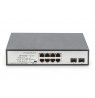 Digitus 8-Port Gigabit PoE Networkswitch, Desktop, unmanaged, 2 Uplink Ports, SFP, 180 W, af/at/bt