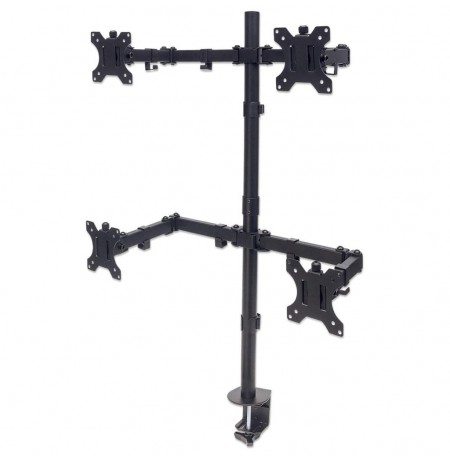 Manhattan Quad Desk Mount for TV & Monitors, For screens 10" to 27", Stand or Clamp Assembly, VESA compatability: 75x75 and