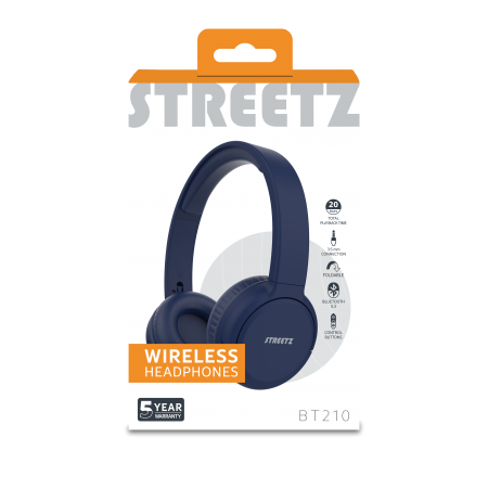 BT210 Bluetooth ausinės STREETZ, sulankstomos, mėlynos, su mikrofonu / BT210-BLU / 6612093