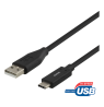 DELTACO USB 2.0 kabelis, Type C - Type A male, 1.5m, juodas / USBC-1005M