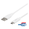 Kabelis DELTACO USB 2.0, C tipas - A tipo vyras, 1,5 m, baltas / USBC-1010M