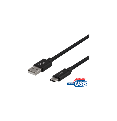 USB-A į USB-C kabelis, 2 m, USB 2.0, pintas, juodas DELTACO / USBC-1134M