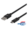USB-A į USB-C kabelis, 1 m, USB 2.0, pintas, juodas DELTACO / USBC-1132M