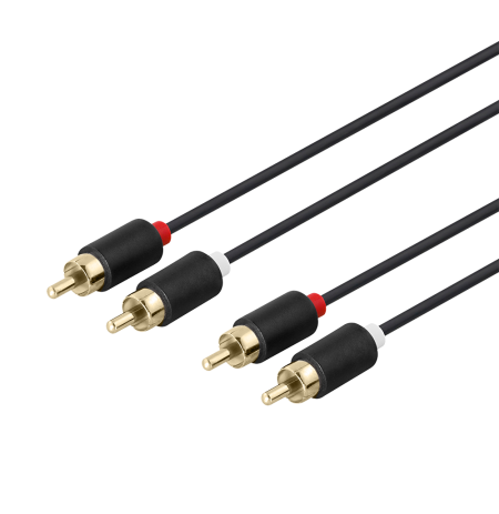 Audio kabelis DELTACO 2xRCA, paauksuotos jungtys, 2m, juodas / MM-110-K / R00170002
