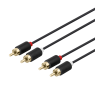 Audio kabelis DELTACO 2xRCA, paauksuotos jungtys, 2m, juodas / MM-110-K / R00170002