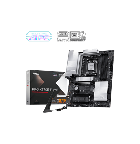 MSI PRO X870E-P WIFI | Processor family AMD | Processor socket AM5 | DDR5 UDIMM | Supported hard disk drive interfaces SATA, M.2