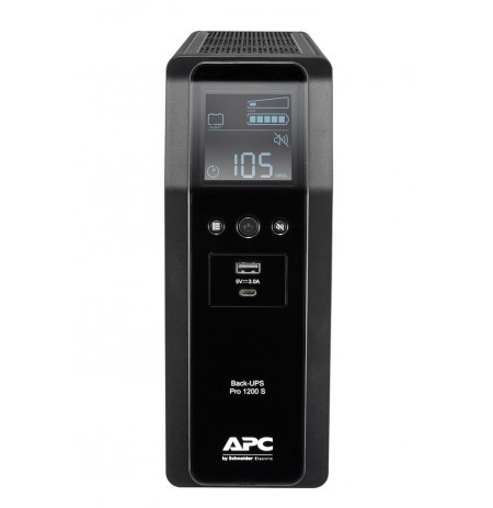 APC Back-UPS Pro, 1200VA/720W, Tower, 230V, 8x IEC C13 outlets, Sine Wave, AVR, USB Type A + C ports, LCD, User Replaceable