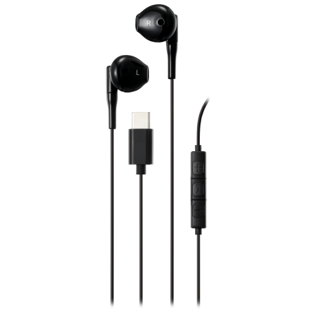 Ausinės STREETZ , 3-mygtukai, USB-C, juodos/ C210-BLK / 6612040