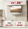 Maclean electric ceiling/floor mount, extendable, 43''-88'', VESA 600x400, max 60kg, 100-240V AC,50/60Hz