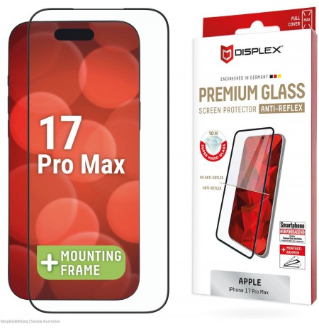 Apple iPhone 17 Pro Max Premium Screen Glass Full Cover Anti-Reflex By Displex Transparent