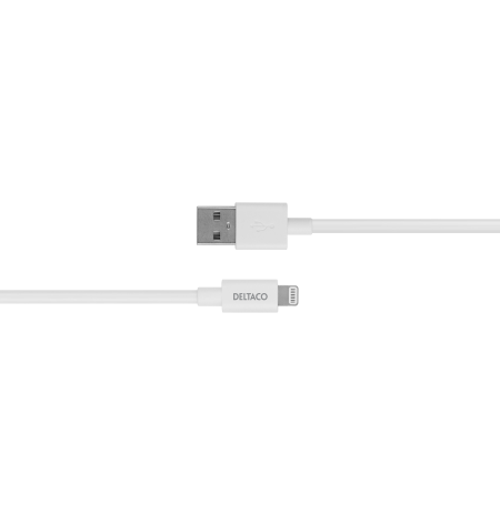 USB kabelis DELTACO su Lightning jungtimi, MFI sertifikuotas, 2.4A, 0.5 m, baltas / IPLH-4005