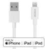 USB kabelis DELTACO su Lightning jungtimi, MFI sertifikuotas, 2.4A, 0.5 m, baltas / IPLH-4005