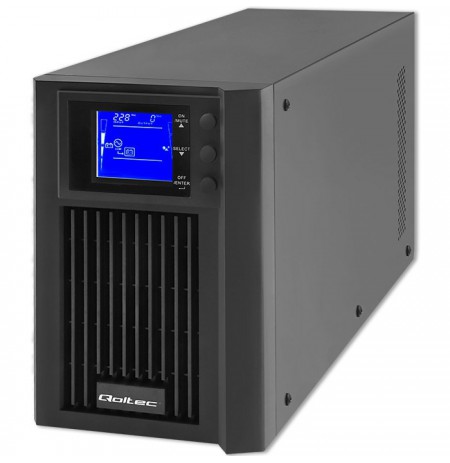 Qoltec avarinis maitinimo šaltinis UPS On-line | Pure Sine Wave | 2kVA | 1.6kW | LCD | USB