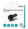 DELTACO USB automobilinis įkroviklis, 1x USB-C, PD 18 W, 1x USB-A, 18 W, iš viso 36 W USBC-CAR120