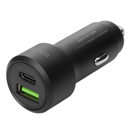 Automobilinis USB kroviklis DELTACO 1x USB-C, PD 18 W, 1x USB-A, 18 W, 36W, metalinis / USBC-CAR122